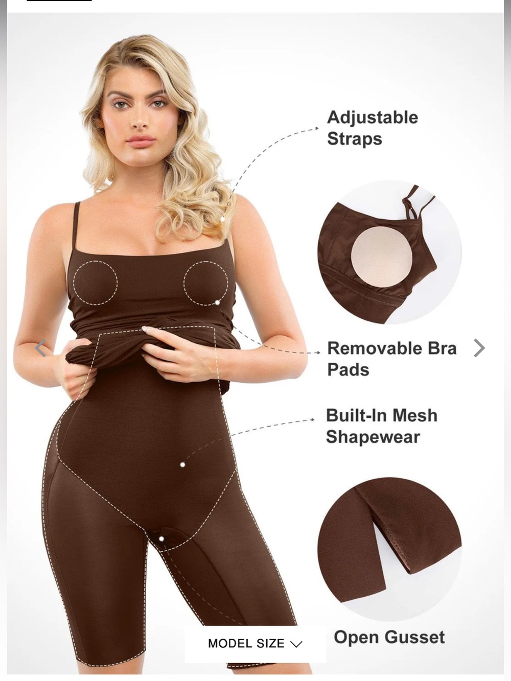 Popilush Dress new no tags. Shapewear Brown Ruched Spaghetti Strap Midi Dress. S